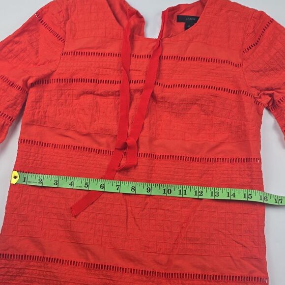 J. Crew Coral Red Eyelet Flutter Sleeve Shift Mini Dress #G1269 Women's Size 00 - Picture 8 of 11